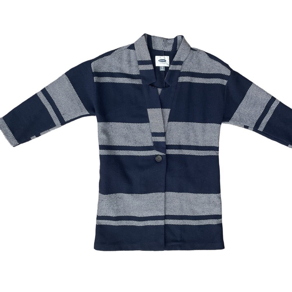 Old Navy Navy and White Striped Oversized Jacket